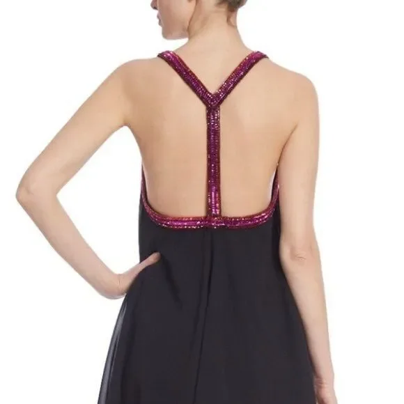New Jewel Badgley Mischka Trapeze Dress with Beaded Trim in Black Size 8 - Picture 8 of 12